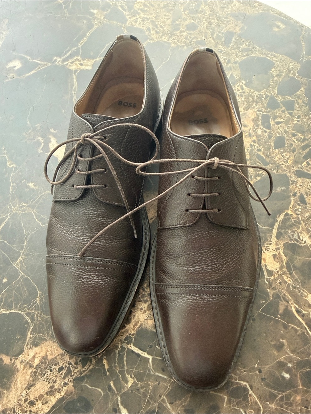 Boss Brown Leather Lace-Up Derby Shoes Sz. 8